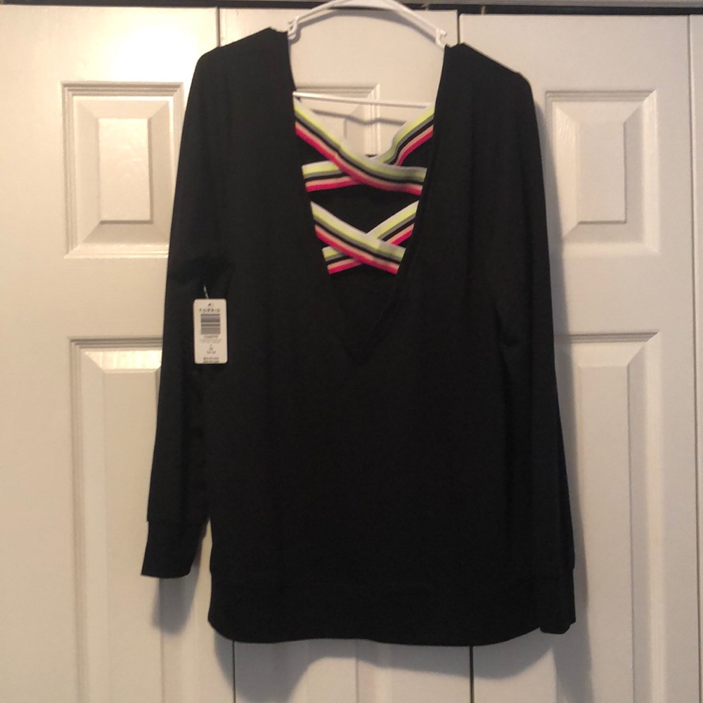 Torrid Black Strappy Active Sweatshirt Size 1